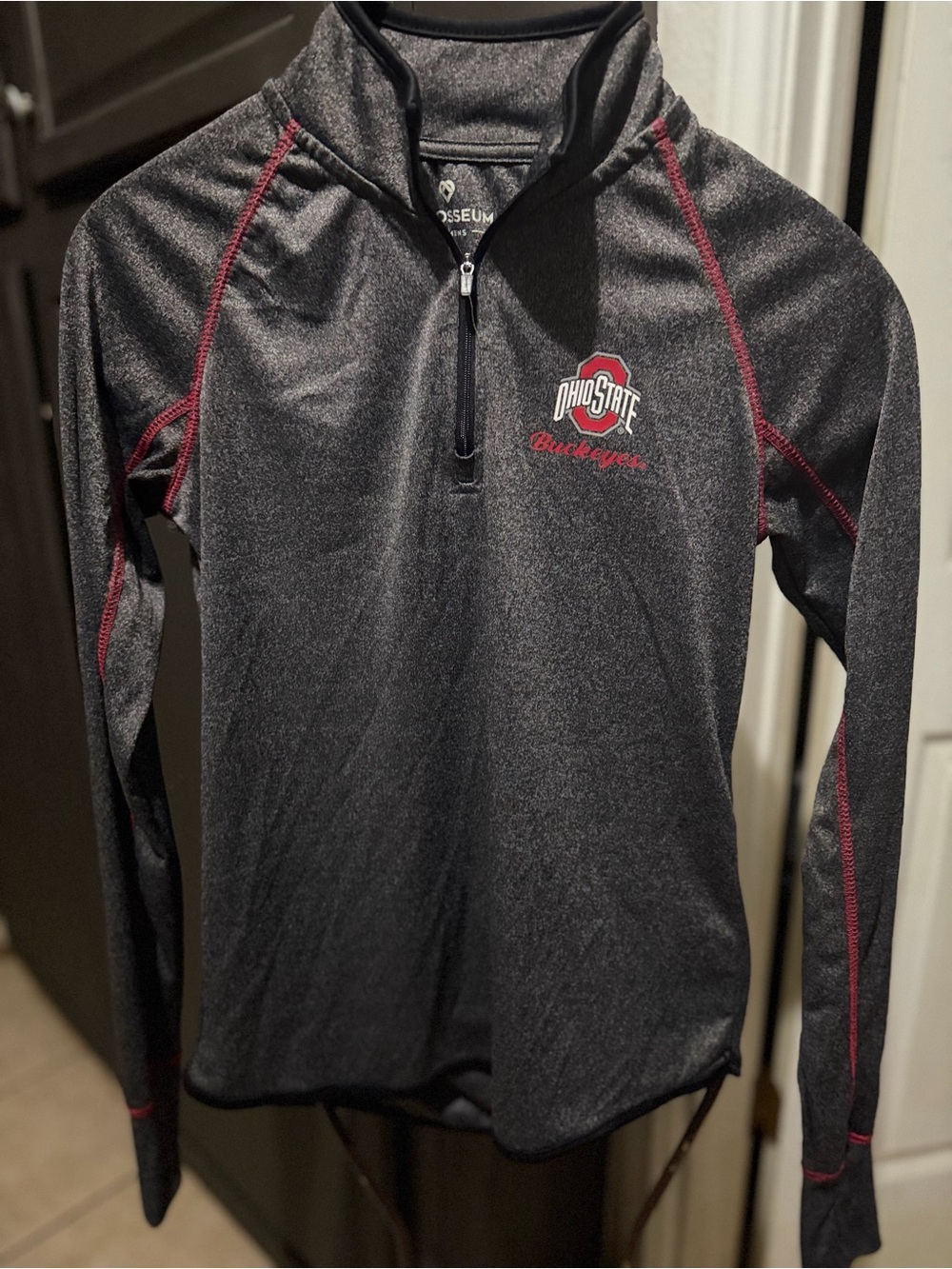 Colosseum Women's Gray Jacket with Red Stitching and Ohio State Logo